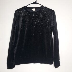 J Crew Crewcuts Girls Velour Sweatshirt Size XL Sparkle Velvet Y2K Princesscore